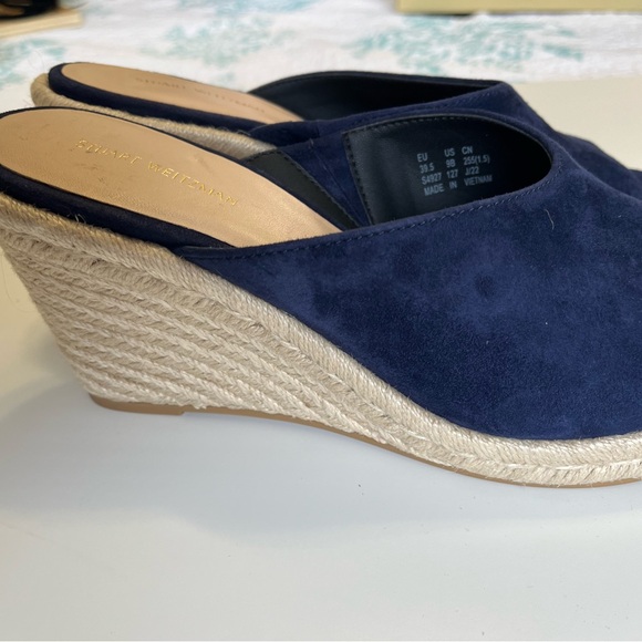 Stuart Weitzman Navy Wedge Sandals - Picture 6 of 8